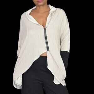 Nesh NYC Jersey Jacket Beige Asymmetric Zip Front Modal Cotton Activewear Medium